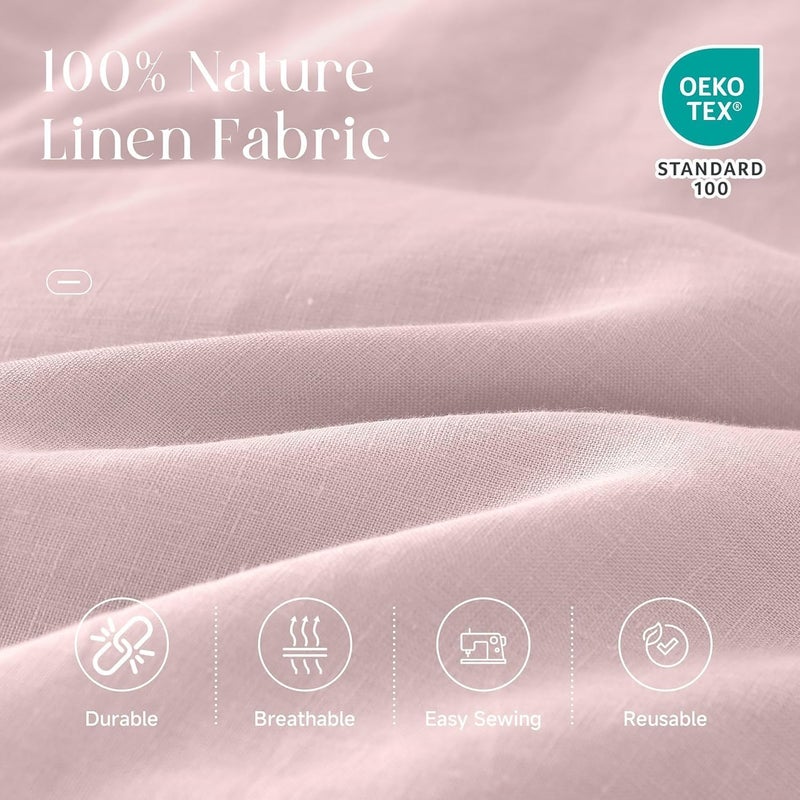 Simple&Opulence أغطية وسائد يورو من الكتان 100% بسيطة وفاخرة مع كشكش، 26x26 بوصة، مجموعة من 2 غطاء وسادة يورو لتزيين السرير والأريكة، ديكور منزلي فرنسي فاخر وقابل للتنفس، لون وردي فاتح - Image 4